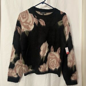 Liverpool Women’s Black and Pink Floral Pullover Sweater Size S